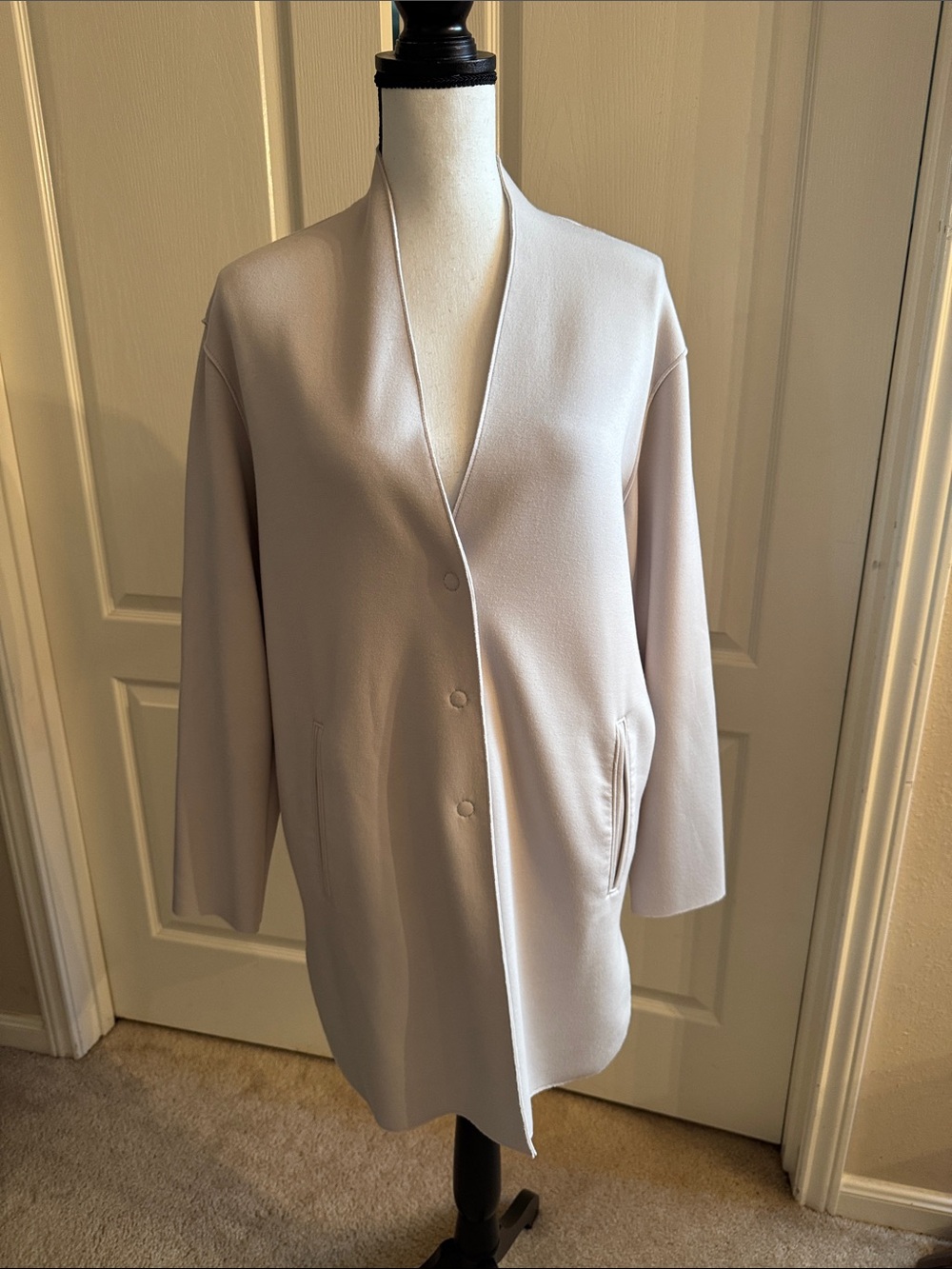 Carolina Belle - Pale Gray Open-Front Minimalist Cardigan - Size Medium